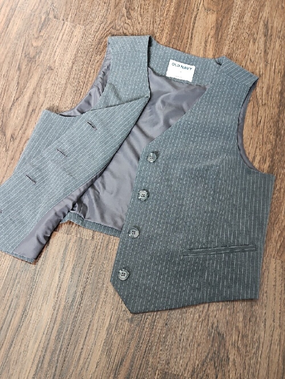 Old Navy Gray Pinstripe Vest, Size Medium - Picture 8 of 9